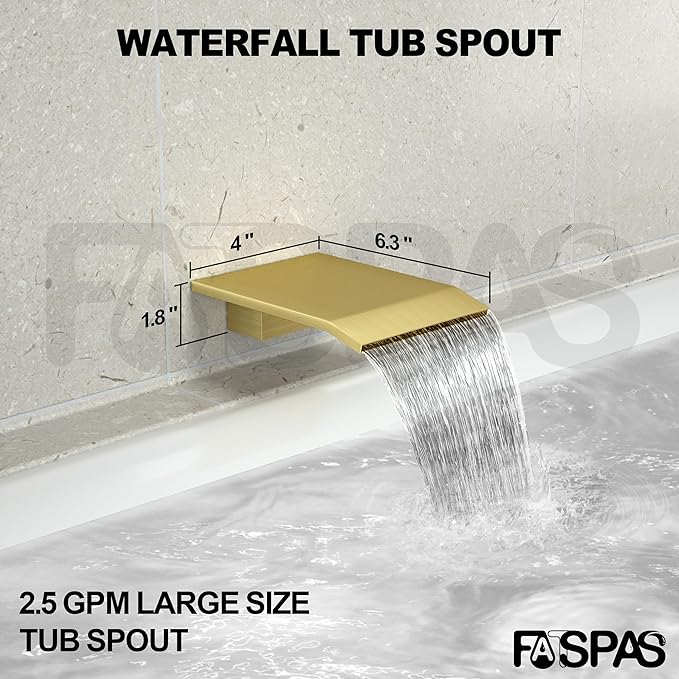 Shower System with Tub Spout, 10-Inch High-Pressure Rain Showerhead and Handheld Combo, Brushed Gold Shower Faucet Set with Rough-in Valve and Trim, Wall Mounted 3-Way Shower Set