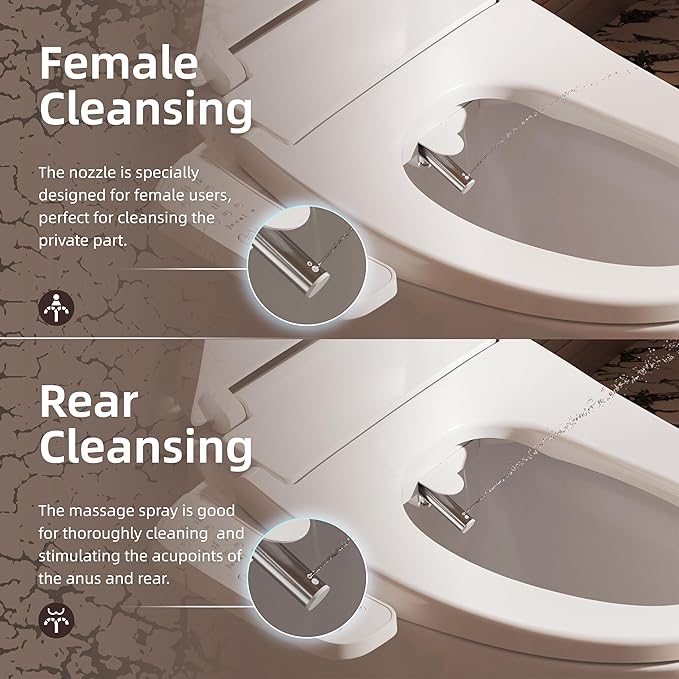 BRAVAT® Electronic Smart Bidet Toilet Seat – Heated Seat, Instant Warm Water, Stainless Steel Nozzle, Hygienic Rinse, Warm Air Dryer, Night Light, Easy Install – Elongated, White