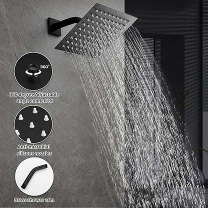 Tub Shower Faucet Set Valve Included with 8-Inch Rain Shower Head and Tub Spout Single-Handle Tub and Shower Trim Kit Matte Black