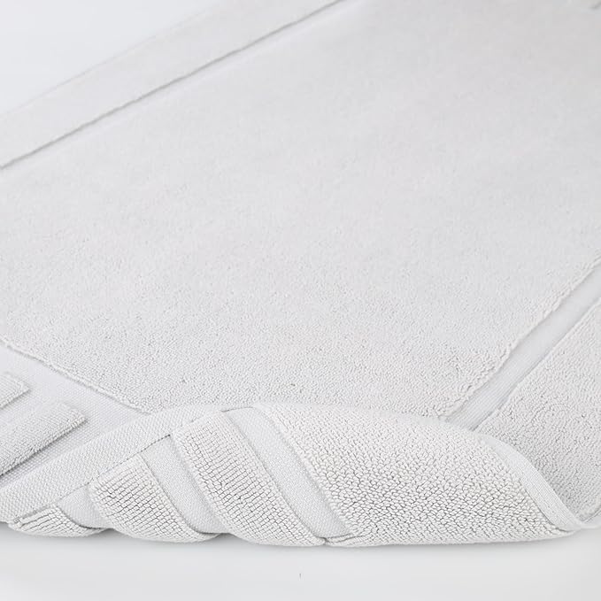 Superior 100% Cotton Bathmat Set, Bath Mats, Bathroom Decor, Shower, Bathtub Essentials, Home Accessories, Washable Rug, No Backing, Heavyweight, Leo Collection, Set of 2, 22" x 35", Silver