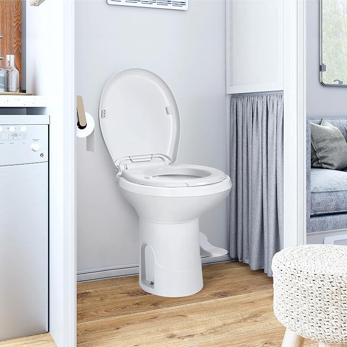 YITAHOME RV Toilet with Pedal Flush | Gravity Flush Toilet High Profile Include Flange, for Car Motorhome Caravan Travel, White