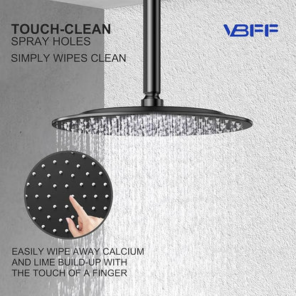 VBFF-Shower Head,rain shower head, 10 inch- Round Shower Head, 1.8 GPM Flow Rate, rainfall showerhead,VBFF12 (Matte Black)