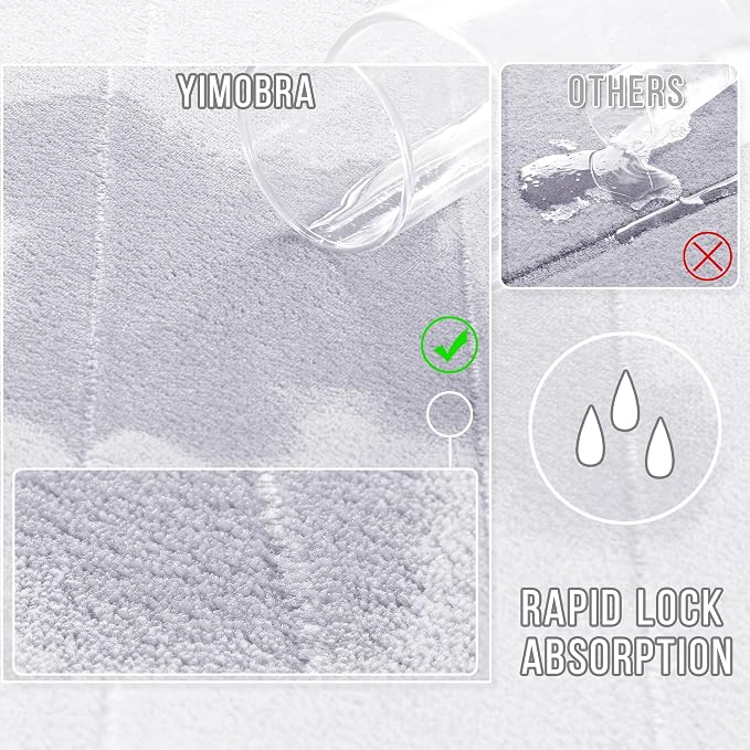 Yimobra Memory Foam Toilet Bath Mat U-Shaped, Soft and Comfortable, Super Water Absorption, Non-Slip, Thick, Machine Wash and Easier to Dry for Bathroom Commode Contour Rug, 24 X 20 Inches, White