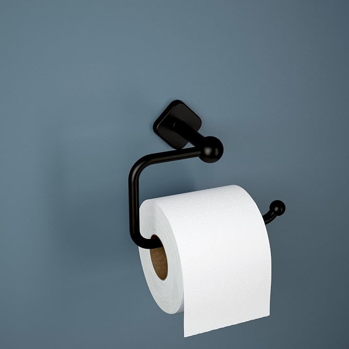 Franklin Brass Gainsville (1-Pack) Toilet Paper Holder, Euro Single Post Tissue Roll Wall Mount TP Storage, Matte Black Bathroom Decor, Accessories GNV50-MB