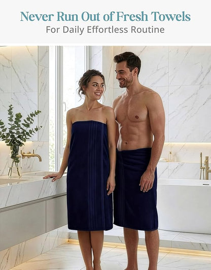 Casa Platino 100% Cotton 4 Pack Bath Towels (30"x60") - Ring Spun Mercerized Cotton Towels Set for Bathroom - Quick Dry, Soft & Absorbent Large Bath Towel Set - Dorm Essentials for Boys - Navy Blue