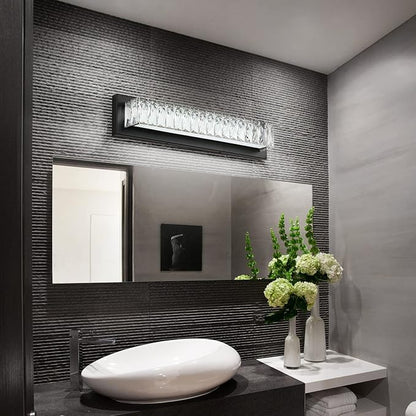 Bathroom Light Fixtures 23 Inch Modern Crystal Vanity Light LED Black Wall Sconce for Bathroom Vanity Mirror Lights Cool White 6000K
