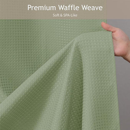 256GSM Cotton-Like Waffle Shower Curtain, Cream 72"x78" | with Weighted Hem & Rustproof Grommets - Soft, Quick-Dry & Water-Repellent, Perfect for Extra-Long Tubs, RVs, Apartments