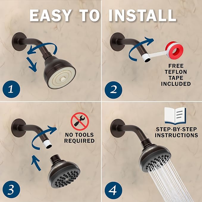 Aqua Elegante Pressure Boosting Shower Head - 2.5 GPM - Oil-Rubbed Bronze | 3 Inch Wall Mount, Water Saving Showerhead, Best For Low Flow Showers With Anti-Clog Nozzles & Adjustable Brass Fitting