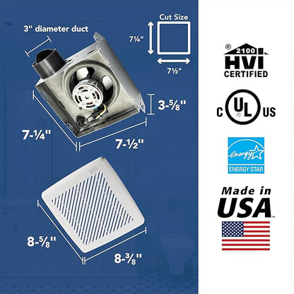 Broan-Nutone® Bathroom Exhaust Fan, 50 CFM Modern Grille, Energy Star Fan, 2.0 Sones
