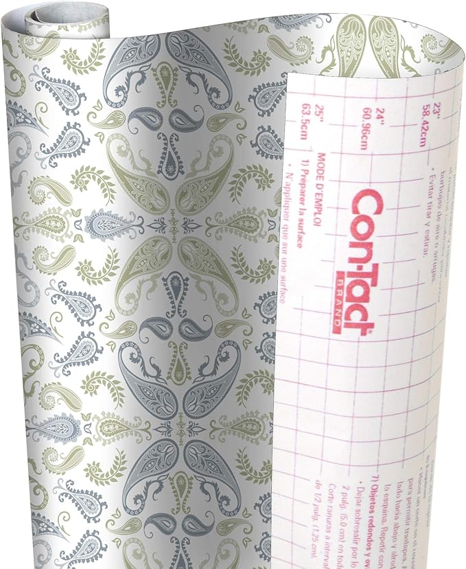 Con-Tact Brand Creative Covering, Self-Adhesive Shelf Liner, Multi-Purpose Vinyl Roll, Easy to Use and Apply, 18'' x 16', Abby Sage