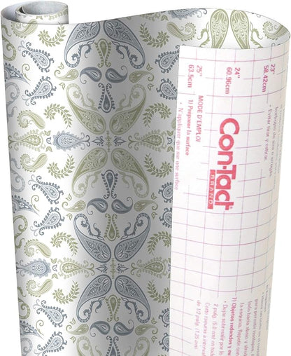 Con-Tact Brand Creative Covering, Self-Adhesive Shelf Liner, Multi-Purpose Vinyl Roll, Easy to Use and Apply, 18'' x 16', Abby Sage