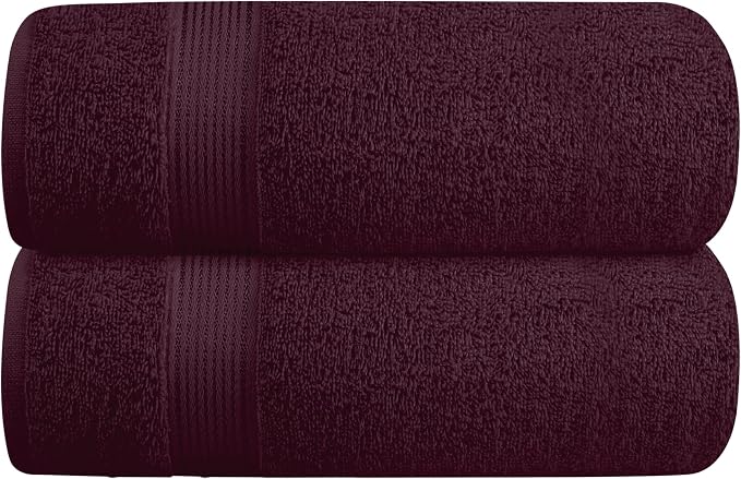 Cotton 2 Pack Oversized Bath Towel Set 28x55 inches, Large Bath Towels, Ultra Absorbant Compact Quickdry & Lightweight Towel, Ideal for Gym Travel Camp Pool - Burgundy Red