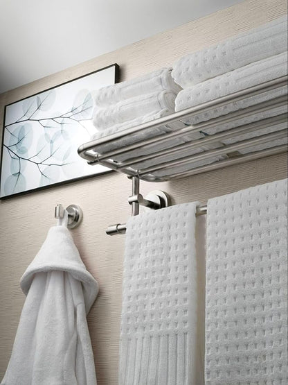 Moen DN0794BN Iso 24-Inch Wide Bathroom Hotel-Style Towel Shelf with Towel Bar, Brushed Nickel