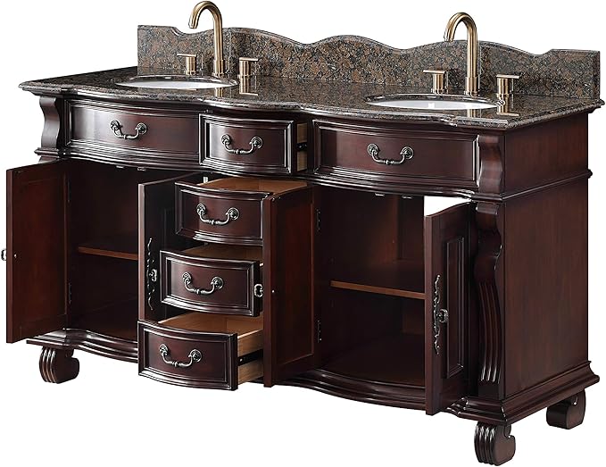 64 Inch Traditional Style Solid Wood Hopkinton Double Sink Bathroom Vanity-Model GD-4438SB-64
