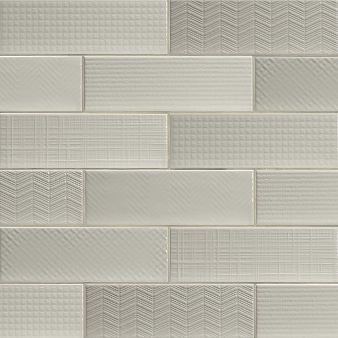M S International Urbano Crema 3D Mix Glossy Ceramic Subway Tile for Bathroom, Kitchen Backsplash, Accent Wall, and Shower Wall, Sample