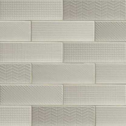 M S International Urbano Crema 3D Mix Glossy Ceramic Subway Tile for Bathroom, Kitchen Backsplash, Accent Wall, and Shower Wall, Sample