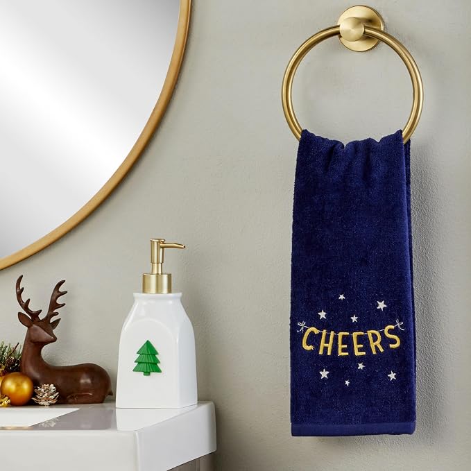 SKL Home Seasonal Soap/Lotion Dispenser Set with 7 Holiday Magnets, Gold | Interchangeable designs to celebrate all year! Gift-ready & great for the bathroom, kitchen, bar or any sink space.