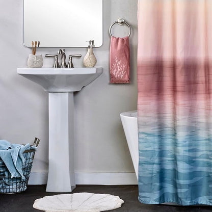 SKL Home Ocean Coral Sculpted Hand Towel Set-2pc, 100% Cotton, Coral | Soft & absorbent with fringed hem. For use in the bathroom, kitchen, or bar. Great for Airbnb, beach homes & coastal décor.