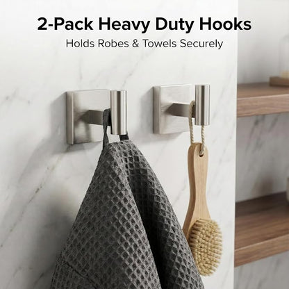16 in 5-Piece Bathroom Hardware Set, Brushed Nickel | SUS304 stainless steel, towel bar, towel ring, toilet paper holder, 2 robe hooks, hidden screw mount