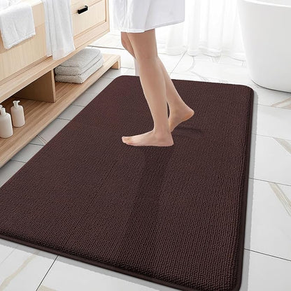 OLANLY Memory Foam Large Bathroom Rugs 59x35, Absorbent Bath Mat, Brown | Soft Quick Dry Bath Rugs, Non-Slip Carpet, Machine Washable Mat for Bathroom Floor, Tub and Shower, Home Decor Accessories