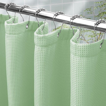 AmazerBath Mint Green Shower Curtain Waffle Textured, Light Green Shower Curtain Fabric Thick Heavy Duty 240GSM, Hotel Quality Bathroom Shower Curtains, Premium Polyester, 72 x 72 Inches