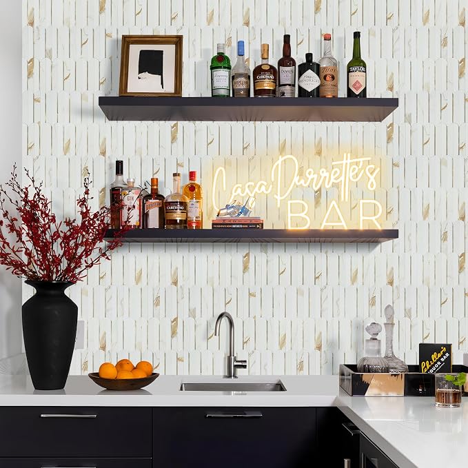 Vamos Tile Peel and Stick Backsplash Seamless Tile,Fish Scale,10 Sheets | Stick on Backsplash for Kitchen & Bathroom,Calacatta Gold+White PVC +Light Gold Self Adhesive Backsplash Tile,11.9''x10.8''