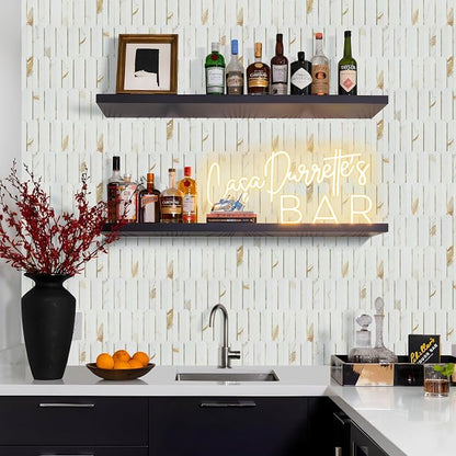Vamos Tile Peel and Stick Backsplash Seamless Tile,Fish Scale,10 Sheets | Stick on Backsplash for Kitchen & Bathroom,Calacatta Gold+White PVC +Light Gold Self Adhesive Backsplash Tile,11.9''x10.8''