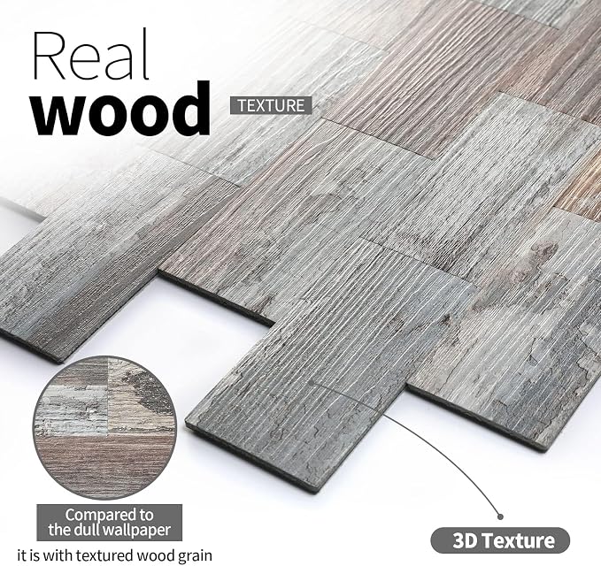Yipscazo Peel and Stick backsplash 3 x 6 Inches 3D PVC Backsplash Wall Tile, Stick on Backsplash Tile for Kitchen Bathroom, Laundry Room, Fireplace(Light Wood, 32 Pieces)