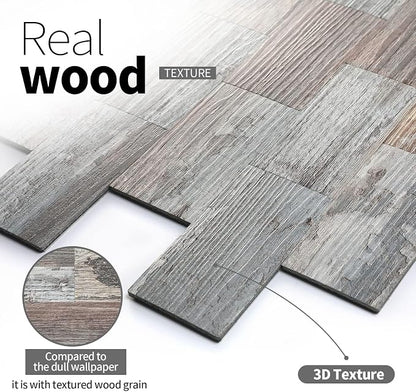 Yipscazo Peel and Stick backsplash 3 x 6 Inches 3D PVC Backsplash Wall Tile, Stick on Backsplash Tile for Kitchen Bathroom, Laundry Room, Fireplace(Light Wood, 32 Pieces)