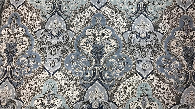 Decorative Blue & Silver Grey Gray Boho Fabric Shower Curtain, Modern Farmhouse for Vintage Rustic Bathroom Decor, Floral Victorian, 72 x 72 | 72" x 72", Easy Care, Washable, Modern Farmhouse Bath Decor Floral Victorian