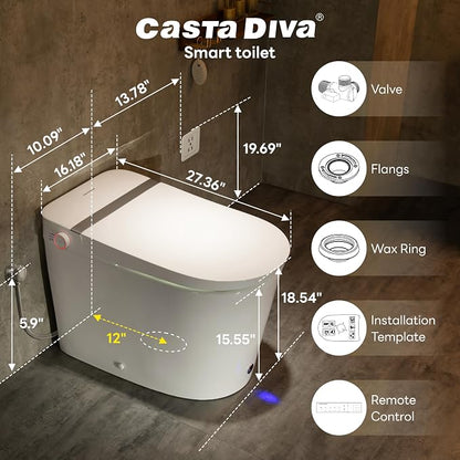 Smart Toilet with ADA Height,1000g MaP Powerful Flush(K050) | Bidet Toilet, Foam Dispenser & Comfort Heated Seat, Foot Sensor & Soft-close Seat, Built in Tank, Blackout Flush