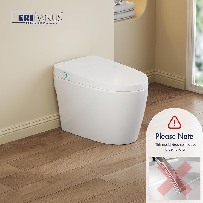 One Piece Smart Toilet, No Bidet, Foot Sensor Flush, Heated Seat | Off Seat Auto Flush, Pre Wet System, Hands Free Operation, Efficient Flush System, Water Saving Design, Night Light