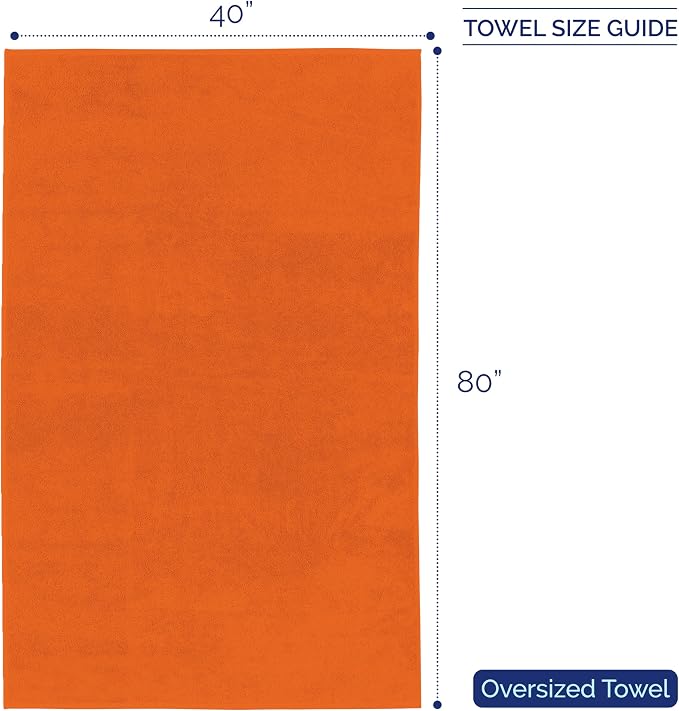 Elegant Comfort Premium Super Soft Highly Absorbent 1 Piece Oversized Bath Sheet - 40" x 80" inch, Luxurious Hotel Spa Quality 100% Turkish Cotton Extra Large Bath Towels for Adults, Orange