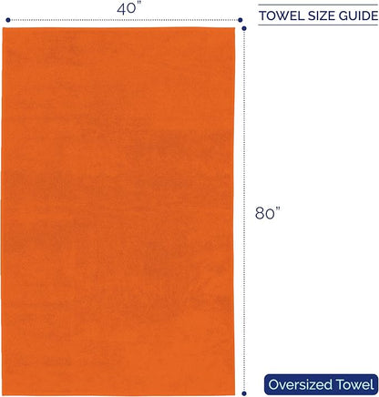 Elegant Comfort Premium Super Soft Highly Absorbent 1 Piece Oversized Bath Sheet - 40" x 80" inch, Luxurious Hotel Spa Quality 100% Turkish Cotton Extra Large Bath Towels for Adults, Orange