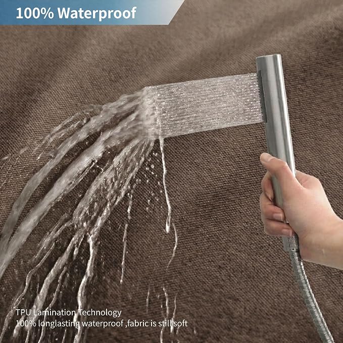 Waterproof Fabric Shower Curtain,No Liner Needed,72x72,Brown | 2-in-1 Design,Linen Textured,100% Waterproof TPU-Laminated Backing,Magnetic Weighted,Machine Washable,For Bathroom,Hotel