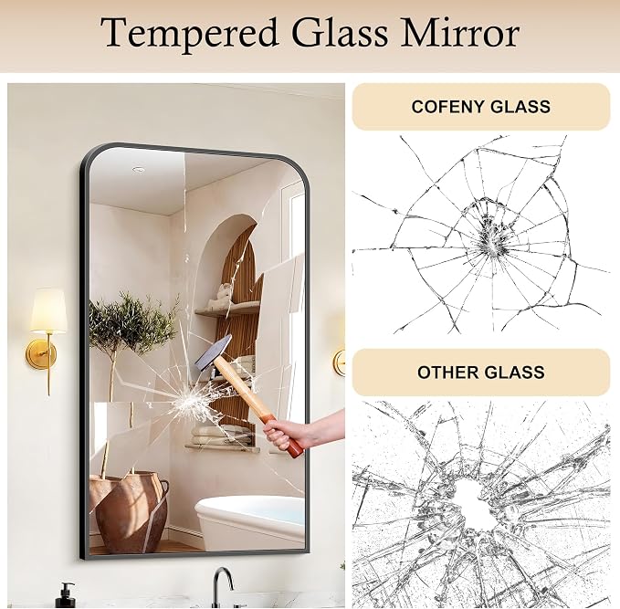 COFENY Bathroom Mirror, 30x50 inch Black Rectangle Wall Mounted Mirror with Thin Frame, Bathroom Vanity Mirrors for Over Sink, Entryway, Living Room, Bedroom