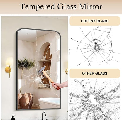 COFENY Bathroom Mirror, 30x50 inch Black Rectangle Wall Mounted Mirror with Thin Frame, Bathroom Vanity Mirrors for Over Sink, Entryway, Living Room, Bedroom