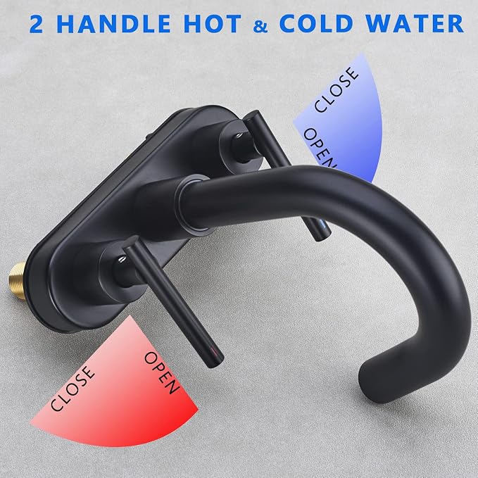 Black Bathroom Faucet, BSTIIU Centerset Sink Faucets for 3 Hole Sink, 4 Inch 2 Handle RV Vanity Faucet with Metal Overflow Pop Up Drain and cUPC Water Supply Lines, Matte Black