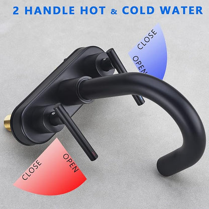 Black Bathroom Faucet, BSTIIU Centerset Sink Faucets for 3 Hole Sink, 4 Inch 2 Handle RV Vanity Faucet with Metal Overflow Pop Up Drain and cUPC Water Supply Lines, Matte Black