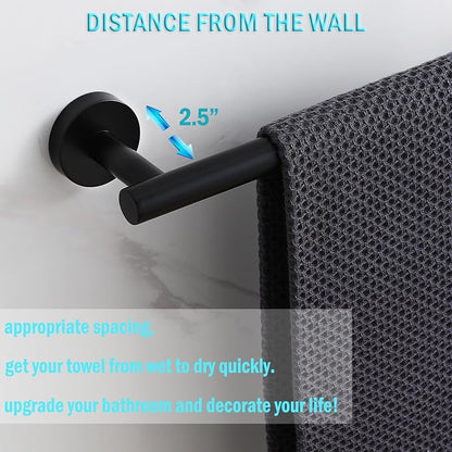 SEIDO 9 Inch Matte Black Towel Bar, 304 Stainless Steel Hand Towel Holder for Bathroom Wall, One-Piece Single Towel Rod Rack with 6.7" Hanging Length, No Assembly Required
