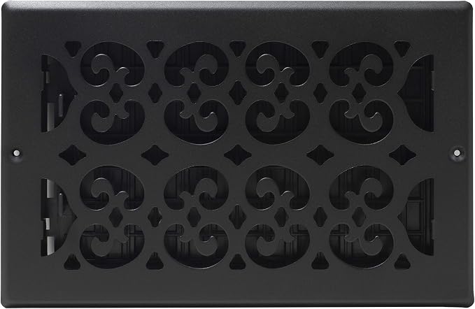 Decor Grates ST610W Scroll Design Wall/Ceiling Register, 6x10, Textured Black