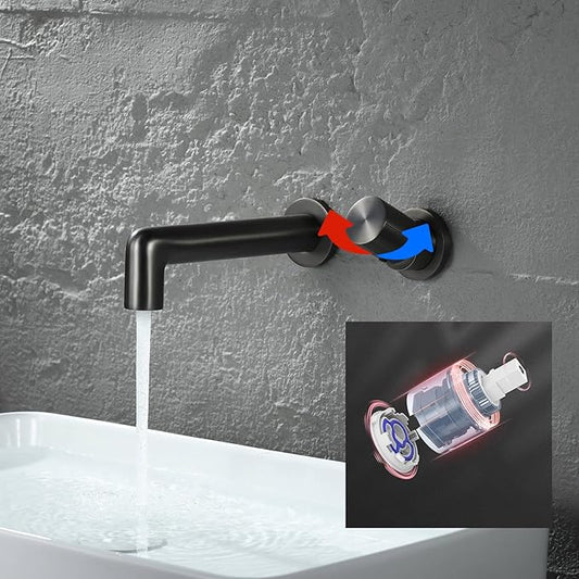 BiaoTeng Concealed Faucets for Bathroom Sinks Single Handle 2 Functions Hot and Cold Bathroom Vanity for Wall Mount Faucet Single Handle Brass Grey