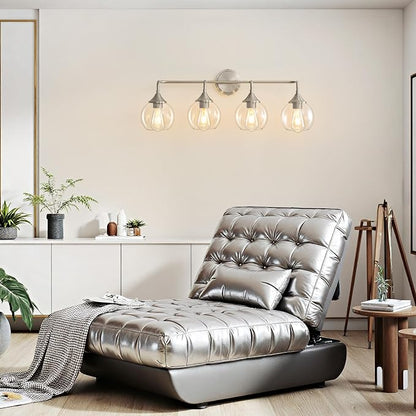 Bathroom Vanity Light with Clear Glass Shade, E26 Base 4-Light Bathroom Light Fixtures Over Mirror, 31 Inch Vanity Lights for Bath (Exclude E26 Bulb)