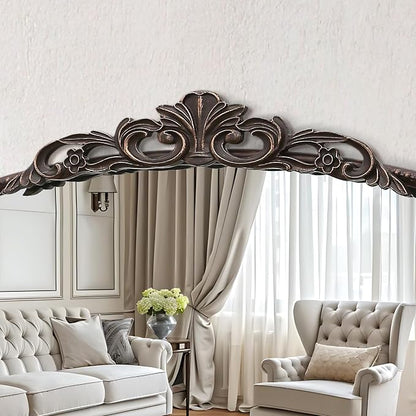 Micasso Vintage Bronze Arched Mirror: 32"x24" Baroque Antique Vanity Mirror | Traditional Ornate French Decorative Wall Mirror for Bedroom/Bathroom/Entryway/Hallway/Dresser/Mantel/Nightstand/Over Sink