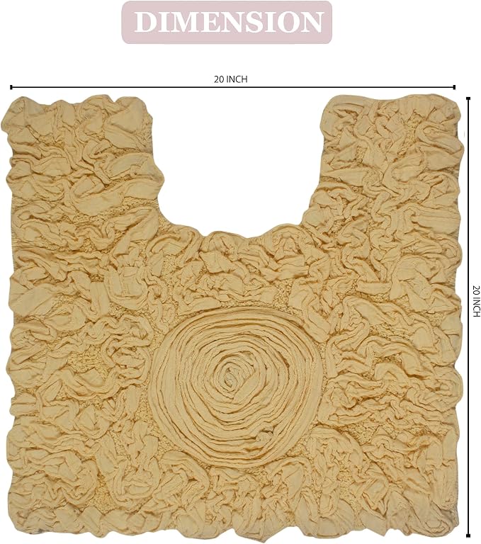 Home Weavers Bell Flower Collection 100% Cotton Tufted Bath Rugs, Extra Soft and Absorbent Bath Rugs, Non-Slip Bath Mats, Machine Washable, Bath Mats for Bathroom Floor, 20"x20" Contour, Yellow