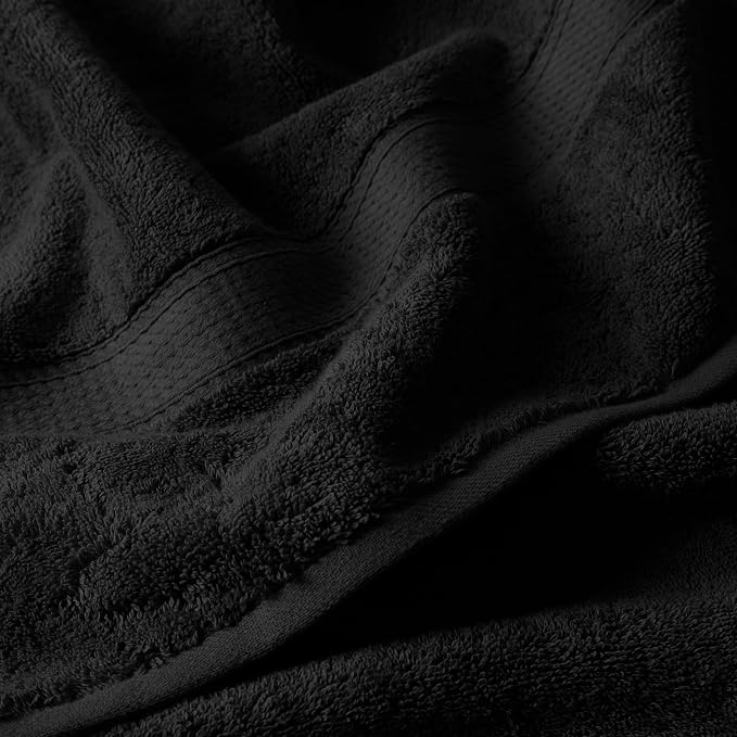 SUPERIOR Egyptian Cotton Ultra Plush & Absorbent, 6 Piece Set, Black | Quick Dry, Soft Luxury Towel Set, Bath Essentials, Guest Bath, Spa, 2 Bath, 2 Hand, 2 Face Towels, Madeline Towels