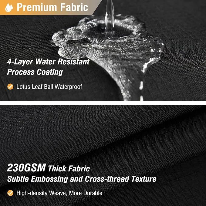 Black Linen Textured Waterproof Thick Fabric Shower Curtain Set, 72x72 | 230GSM Polyester, Heavy Duty Cloth, Weighted Hem, 12 Plastic Hooks, Modern Hotel Style, Machine Washable, Bathroom Decor