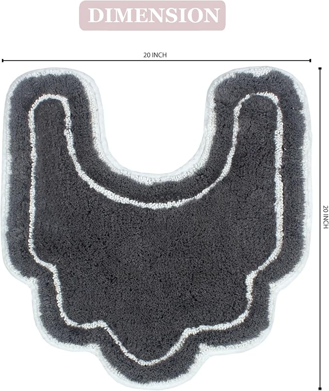 Home Weavers Allure Collection s U Shaped,Extra Thick, Non-Slip Contour Mat for Bathroom,100% Cotton Soft, Absorbent Water, Machine Washable, 20 Inch U Shaped Rug, Dark Grey