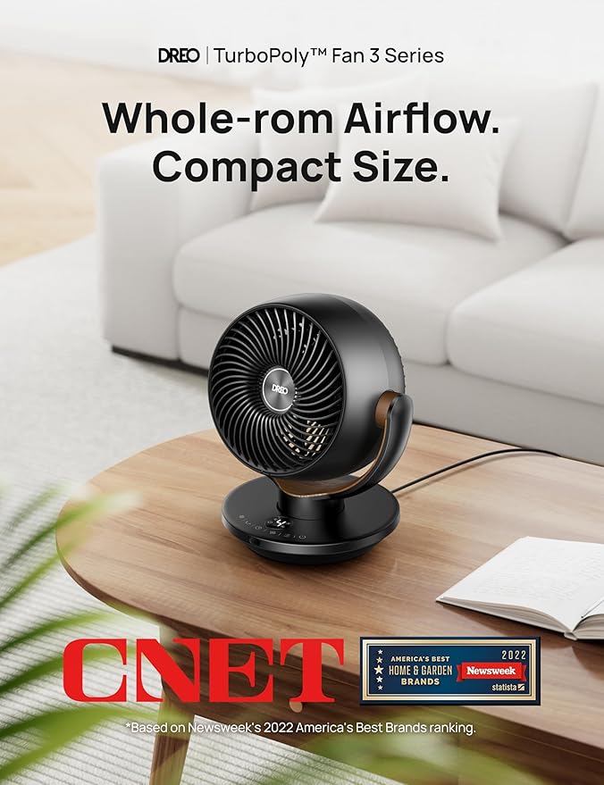 DREO Fan for Bedroom, Desk Air Circulator Fan with Remote, 11 Inch Table Fans for Whole Room, 60ft Powerful Airflow, 120° Vertical Manual +90° Oscillating, 4 Speeds, 8H Timer, Quiet Fan, Home