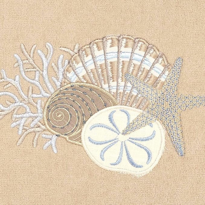 Avanti Linens - 3pc Towel Set, Soft & Absorbent Cotton, Coastal Home Decor (by The Sea Collection, Rattan)